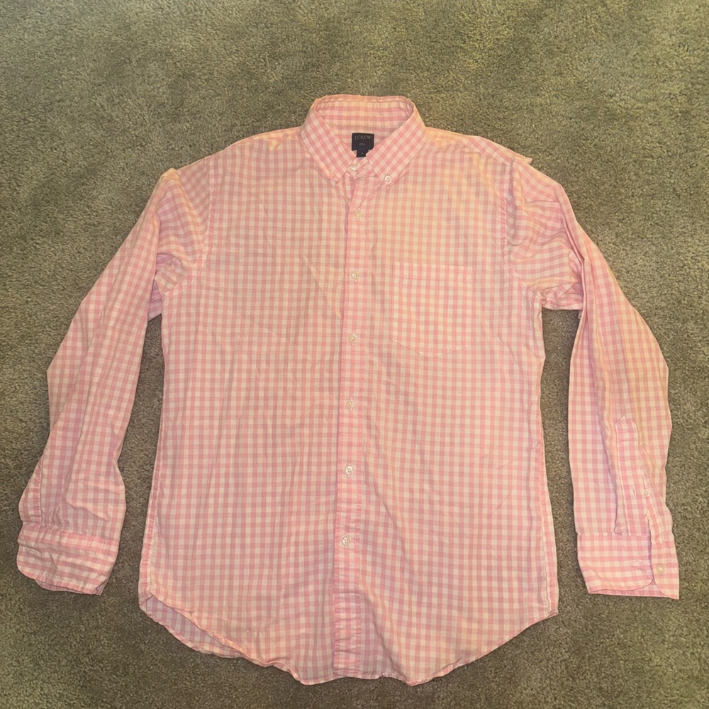 J Crew Button Down Shirt Medium Pink & White Gingham